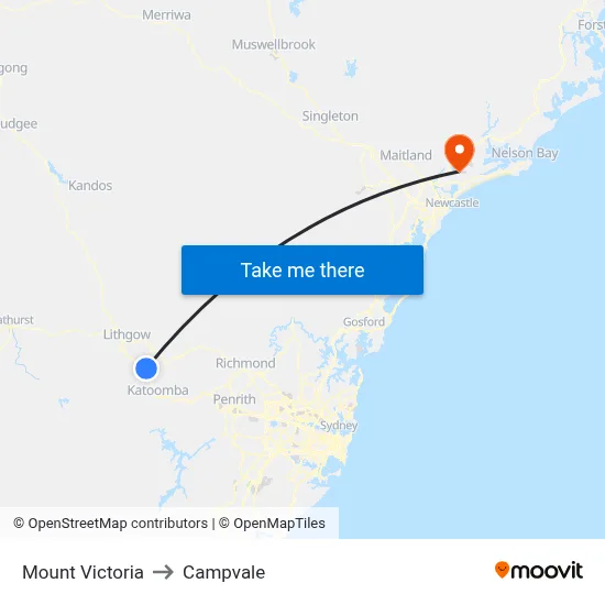 Mount Victoria to Campvale map