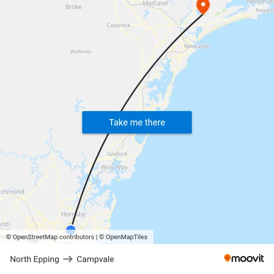 North Epping to Campvale map