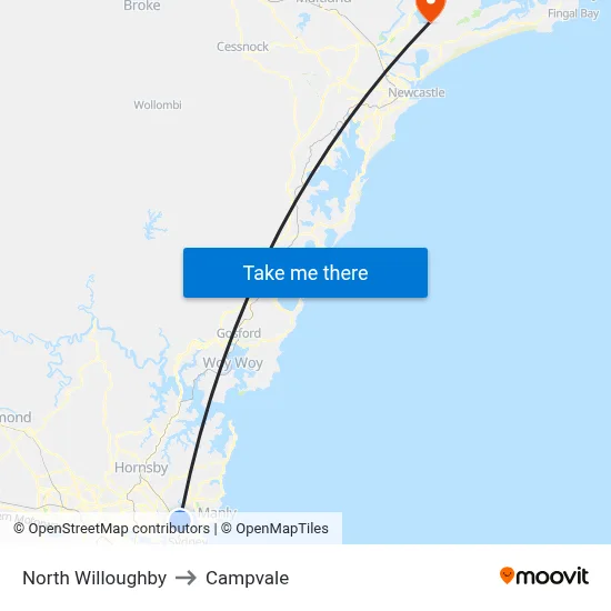 North Willoughby to Campvale map