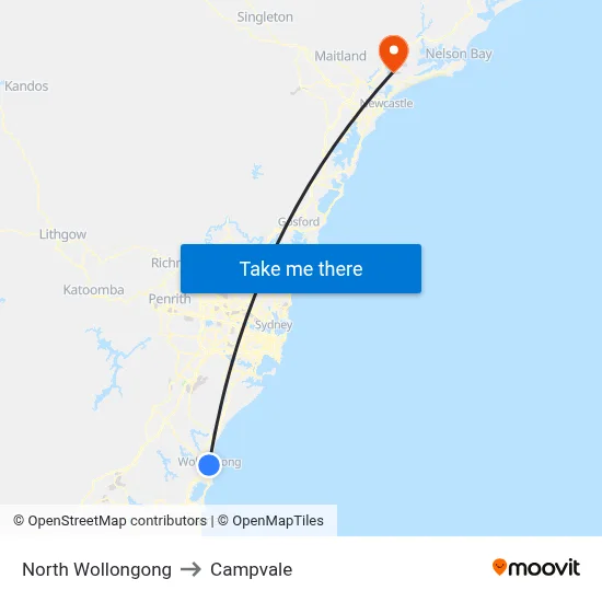 North Wollongong to Campvale map