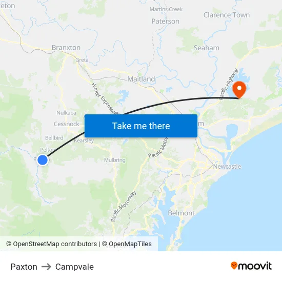 Paxton to Campvale map