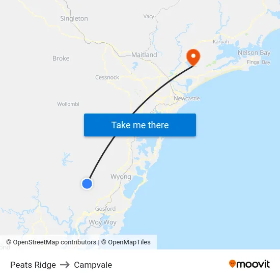 Peats Ridge to Campvale map