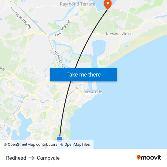 Redhead to Campvale map