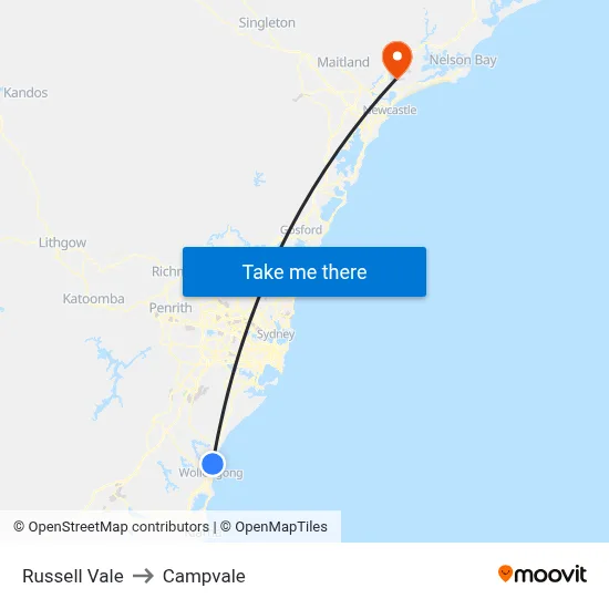 Russell Vale to Campvale map