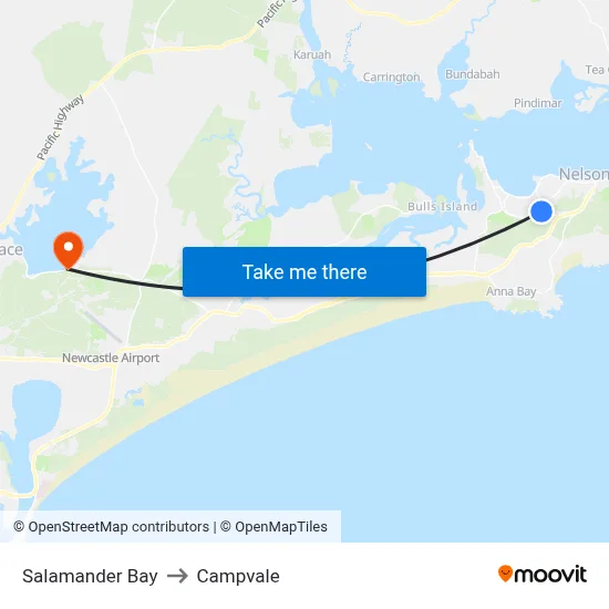 Salamander Bay to Campvale map