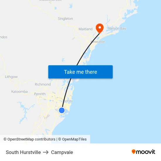 South Hurstville to Campvale map