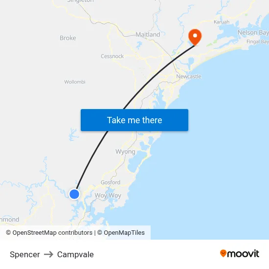 Spencer to Campvale map