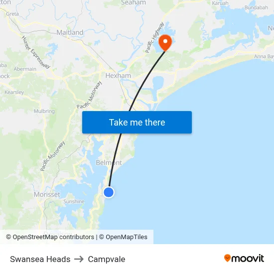 Swansea Heads to Campvale map