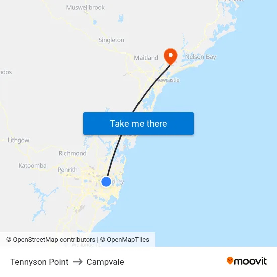 Tennyson Point to Campvale map
