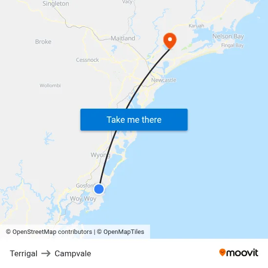 Terrigal to Campvale map