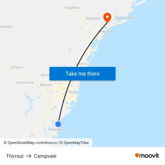 Thirroul to Campvale map