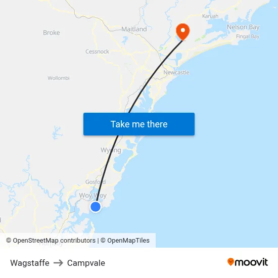 Wagstaffe to Campvale map