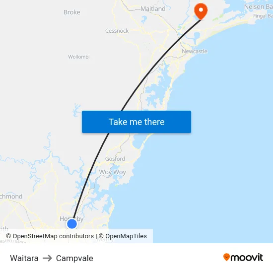 Waitara to Campvale map