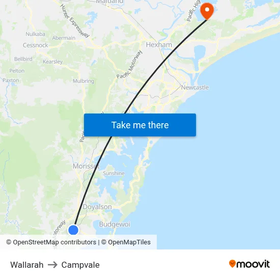 Wallarah to Campvale map