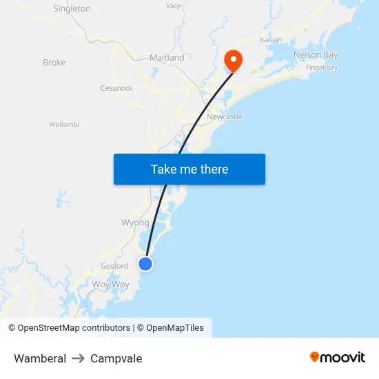Wamberal to Campvale map