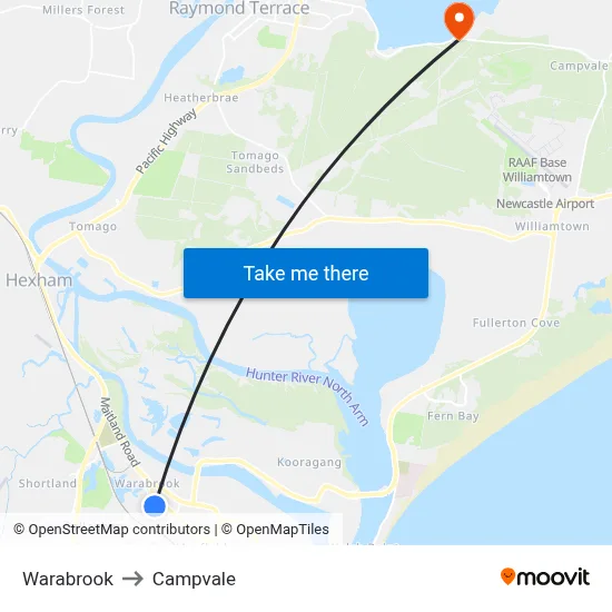 Warabrook to Campvale map
