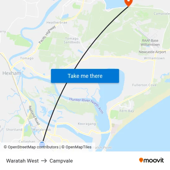 Waratah West to Campvale map