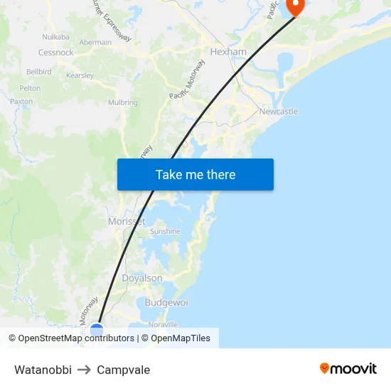 Watanobbi to Campvale map