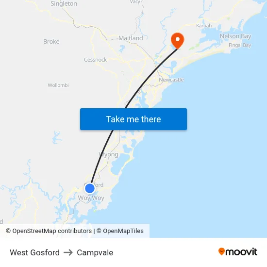 West Gosford to Campvale map