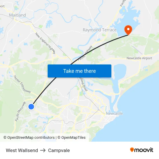 West Wallsend to Campvale map
