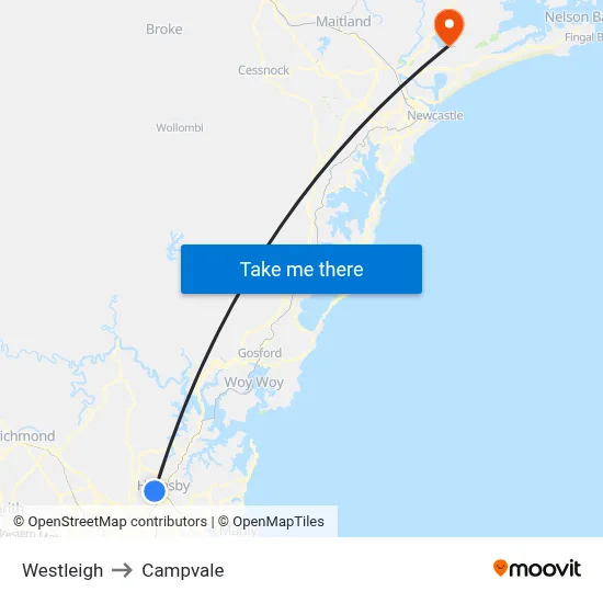 Westleigh to Campvale map