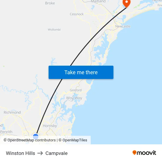 Winston Hills to Campvale map
