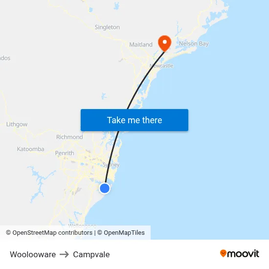 Woolooware to Campvale map