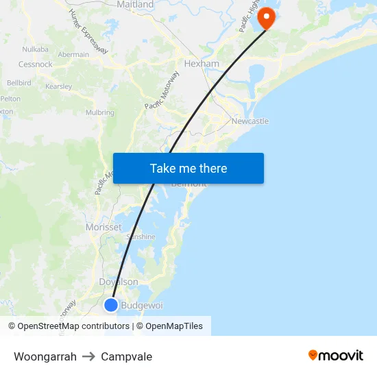 Woongarrah to Campvale map