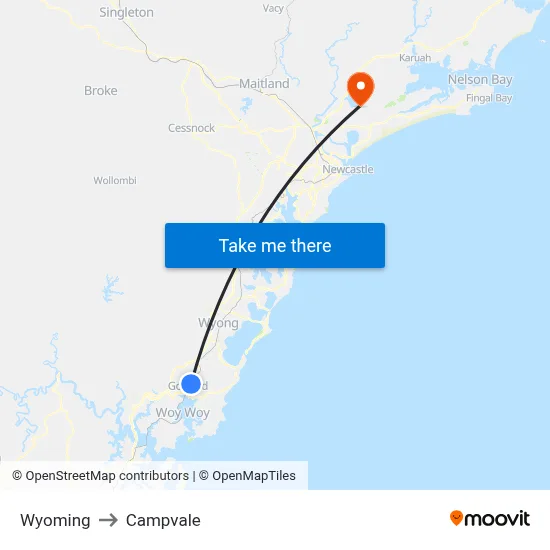 Wyoming to Campvale map