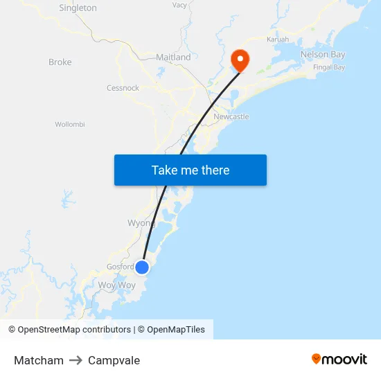 Matcham to Campvale map
