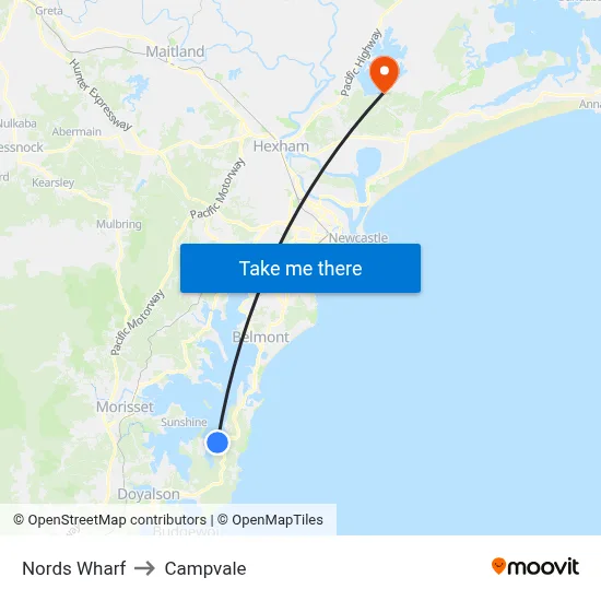 Nords Wharf to Campvale map