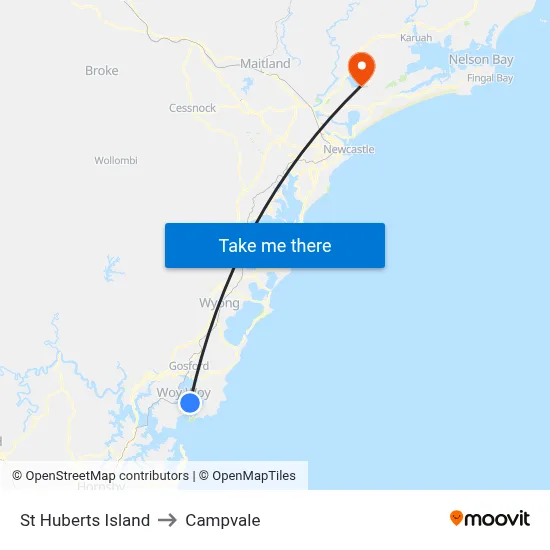 St Huberts Island to Campvale map