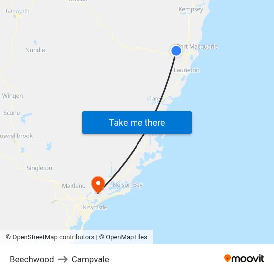 Beechwood to Campvale map