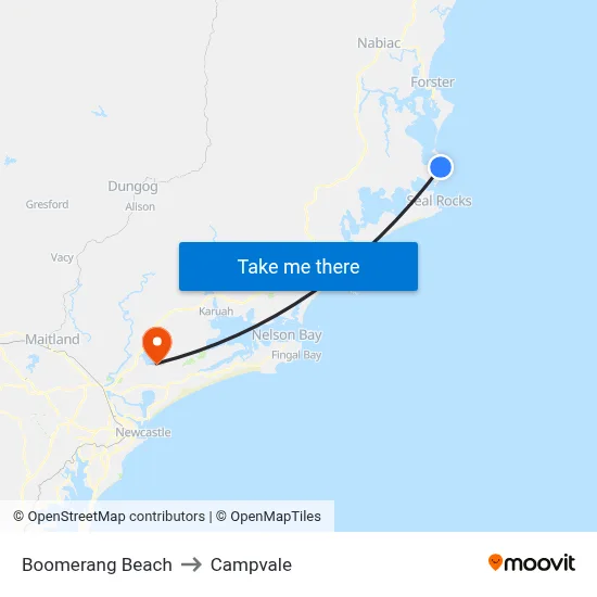 Boomerang Beach to Campvale map