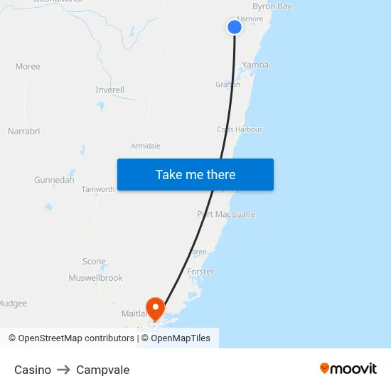 Casino to Campvale map