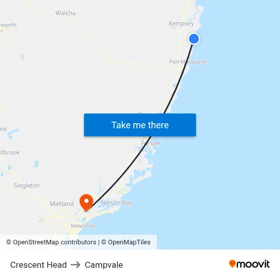 Crescent Head to Campvale map