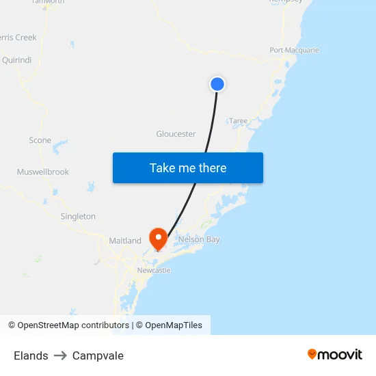 Elands to Campvale map