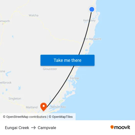 Eungai Creek to Campvale map