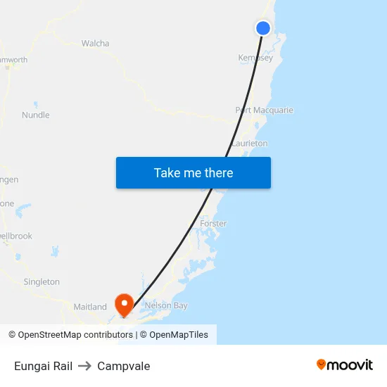 Eungai Rail to Campvale map