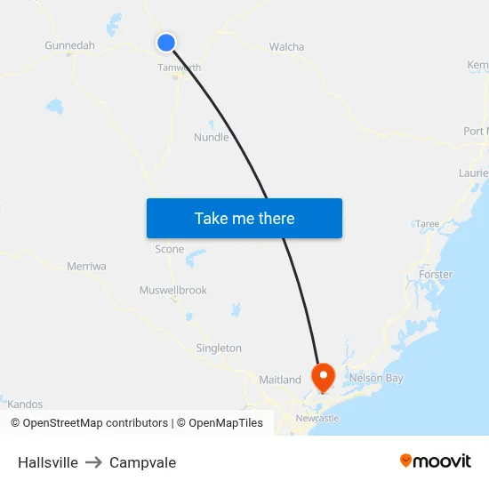Hallsville to Campvale map