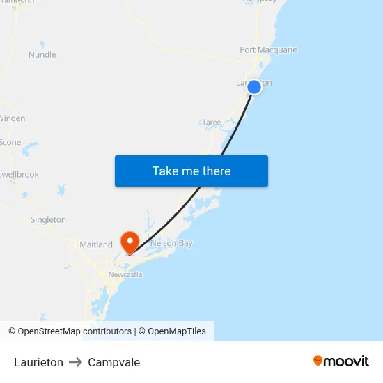 Laurieton to Campvale map