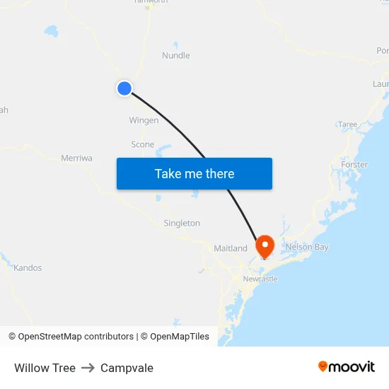 Willow Tree to Campvale map