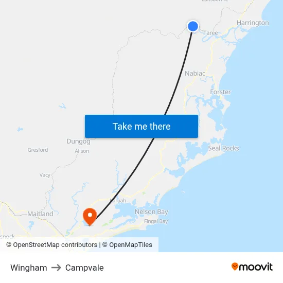 Wingham to Campvale map
