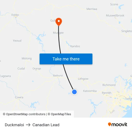 Duckmaloi to Canadian Lead map