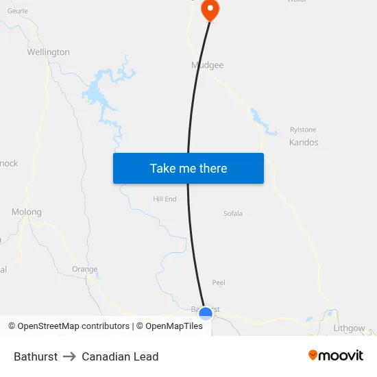 Bathurst to Canadian Lead map