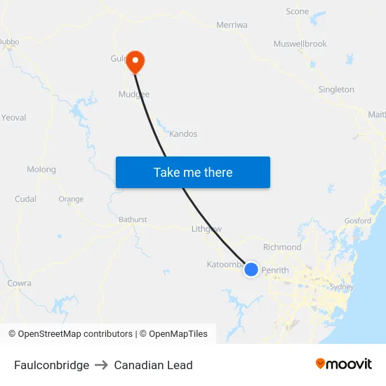 Faulconbridge to Canadian Lead map