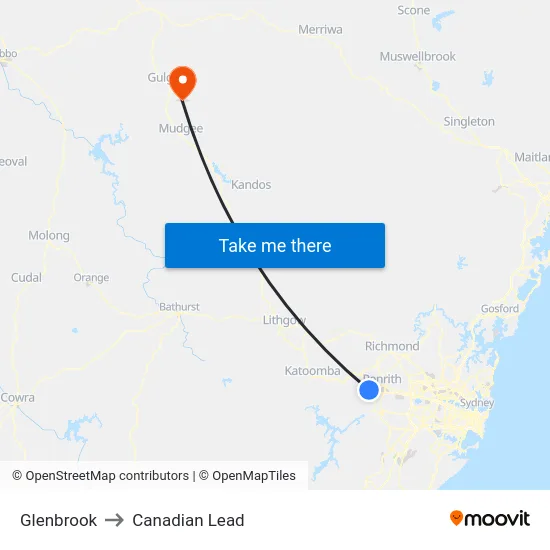 Glenbrook to Canadian Lead map