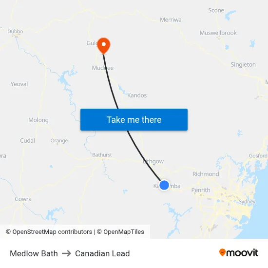 Medlow Bath to Canadian Lead map