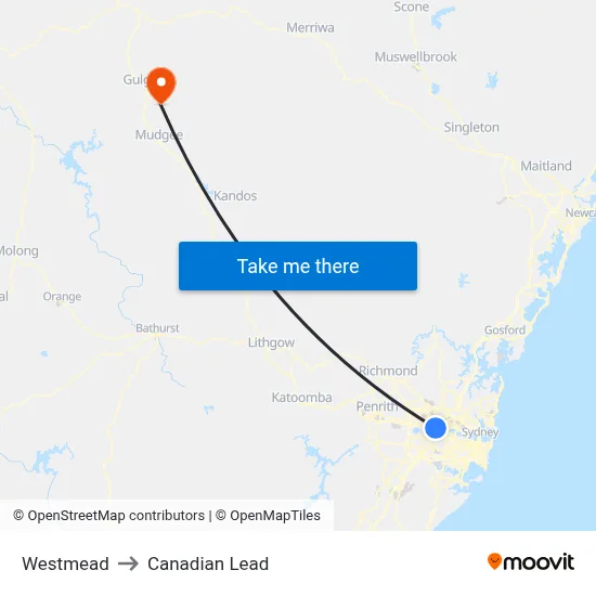 Westmead to Canadian Lead map