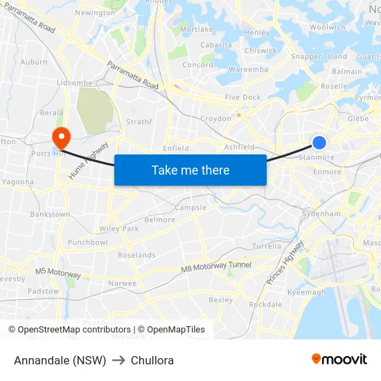 Annandale (NSW) to Chullora map